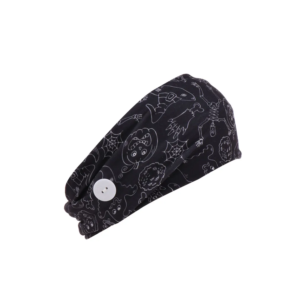 

Adult Mask Dustproof Breathable Protective Washable Cotton Cloth Mask With Halloween print button headband suit mascarilla