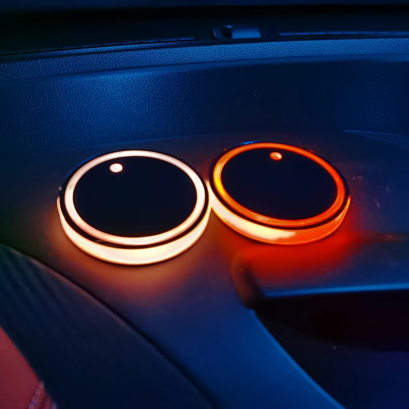 7 Colorful Intelligent Car Led Water Cup Luminous Coaster Mat Car Atmosphere Light For Cadillac XTS SRX ATS CTS/Renault Koleos