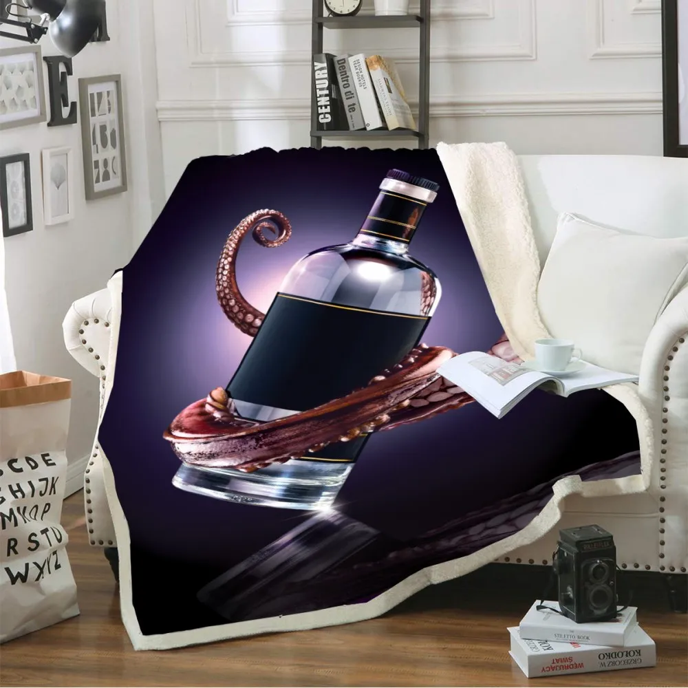 Пледы одеяло дистиллированные ликеры рисунок 3D принт мягкое Флисовое для