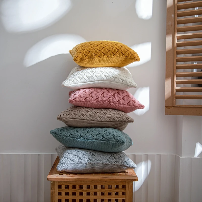 Новинка модный вязаный чехол для подушки мягкий однотонный приятный кожи дивана