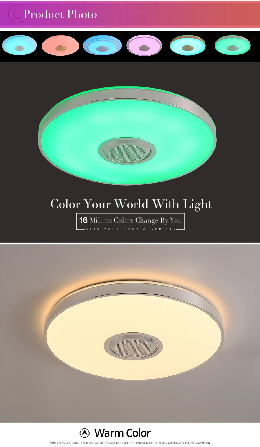 Музыкальный светодиодный потолочный светильник s RGB с приложением и пультом дистанционного управления, потолочный светильник для спальни 25 Вт 36 Вт 52 Вт, светильник для гостиной, lampara de techo
