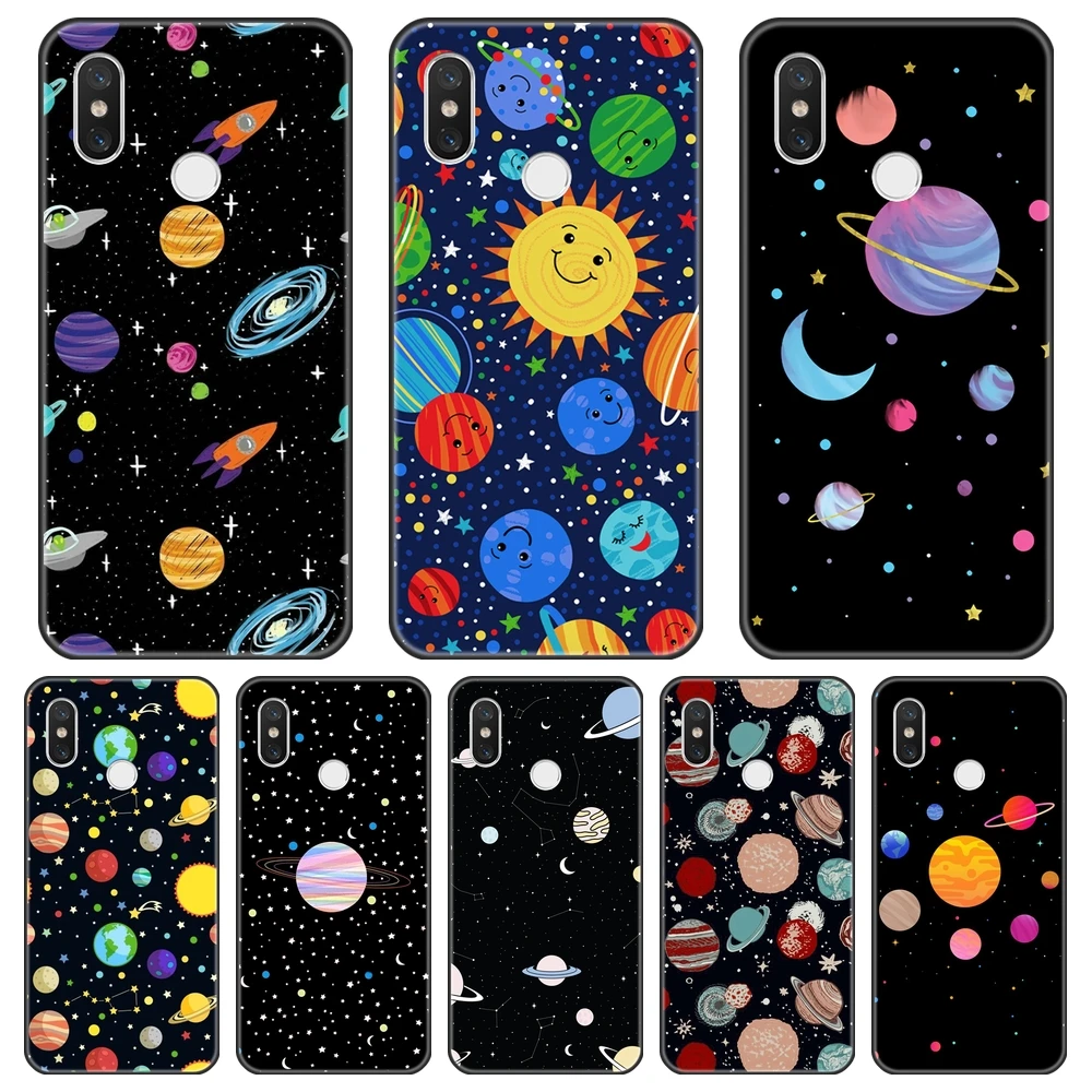 Мягкая задняя крышка для Xiaomi MI A1 A2 LITE 8 SE Star Space Moon черный классный чехол телефона