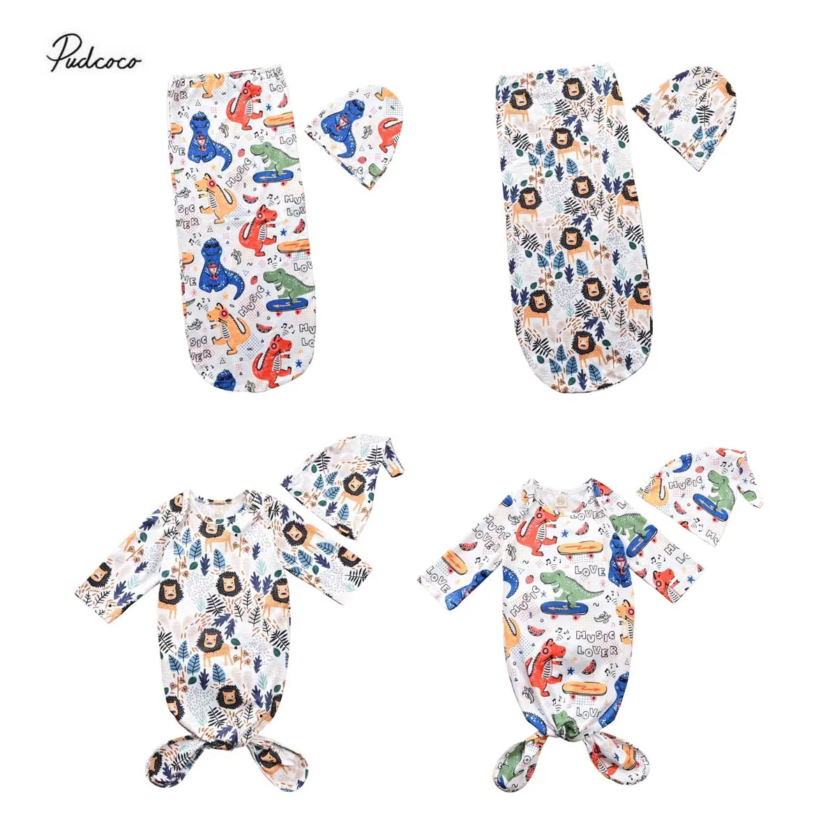 

2 шт., детские постельные принадлежности с принтом животных, с длинным рукавом, без рукавов