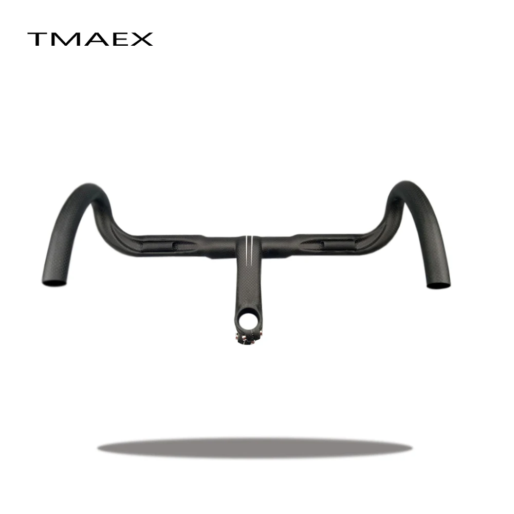 Руль TMAEX Road карбоновый шоссейный велосипед белый/черный матовый