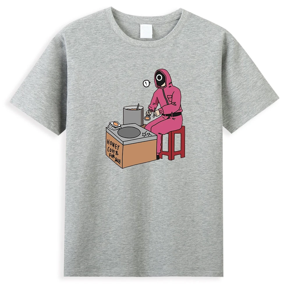 

Мужская хлопковая футболка с рисунком игры кальмар, Повседневная Свободная Мягкая футболка в Корейском стиле для ТВ-шоу, манги, уличная оде...