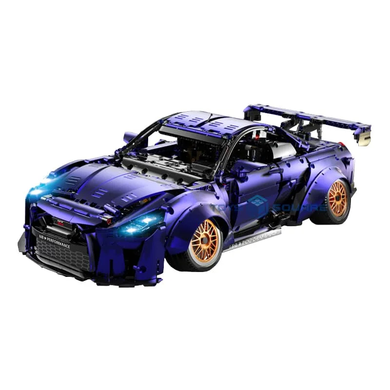 

The 1:10 Blue Purple Low Lying HellaFlush Super Speed Sports Racing Car Model Building Blocks Technical Bricks MOC Set Gift Toys