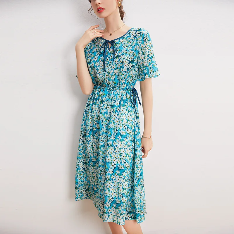 

YILINHAN 2021 New Dresses For Women Fashion Summer Elegant Casual Loose Slim Thin Kawaii 100% Natural Mulberry Silk Dress