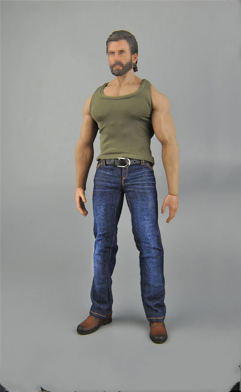 Мужской комплект из жилета джинсов брюк и кожаной обуви диагональю 12 дюймов |