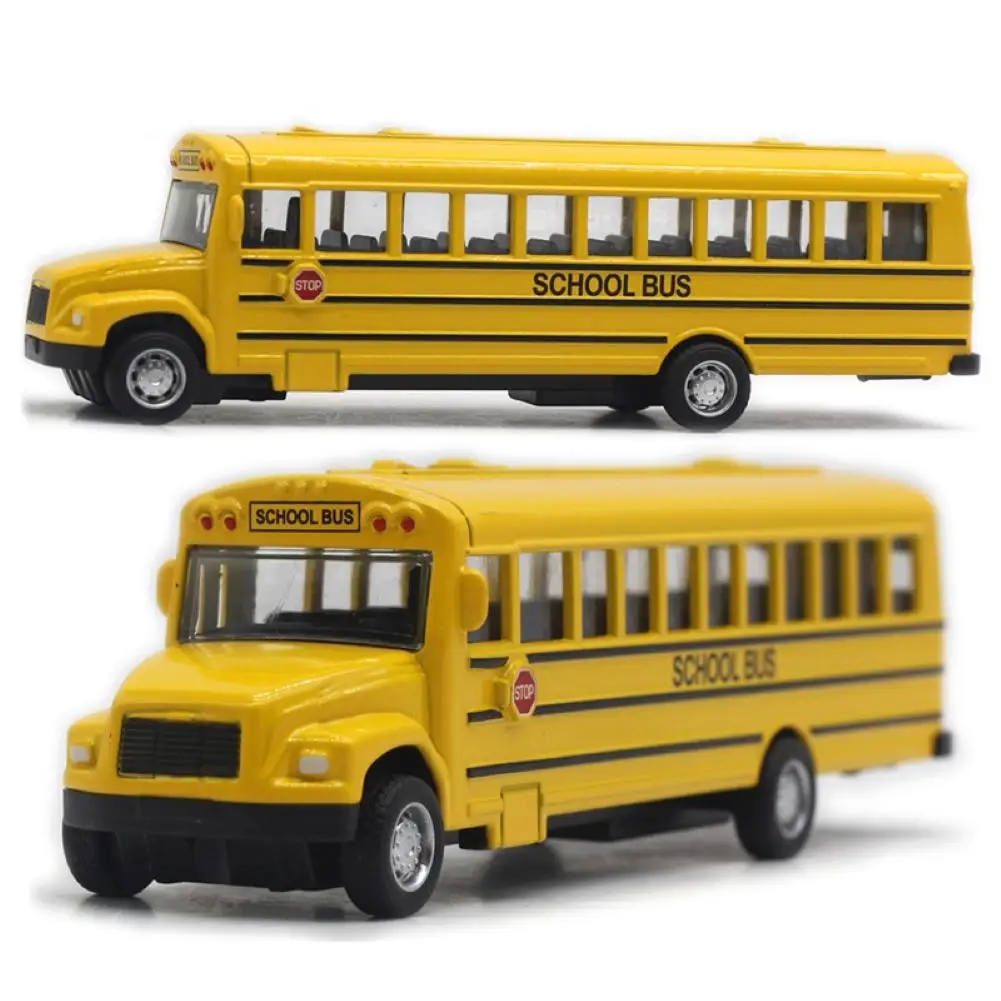 

2021 New Inertial School Bus Model Toys Optic Alloy Pull Back Music Cars Toys for Children Boy Birthday Xmas Gift