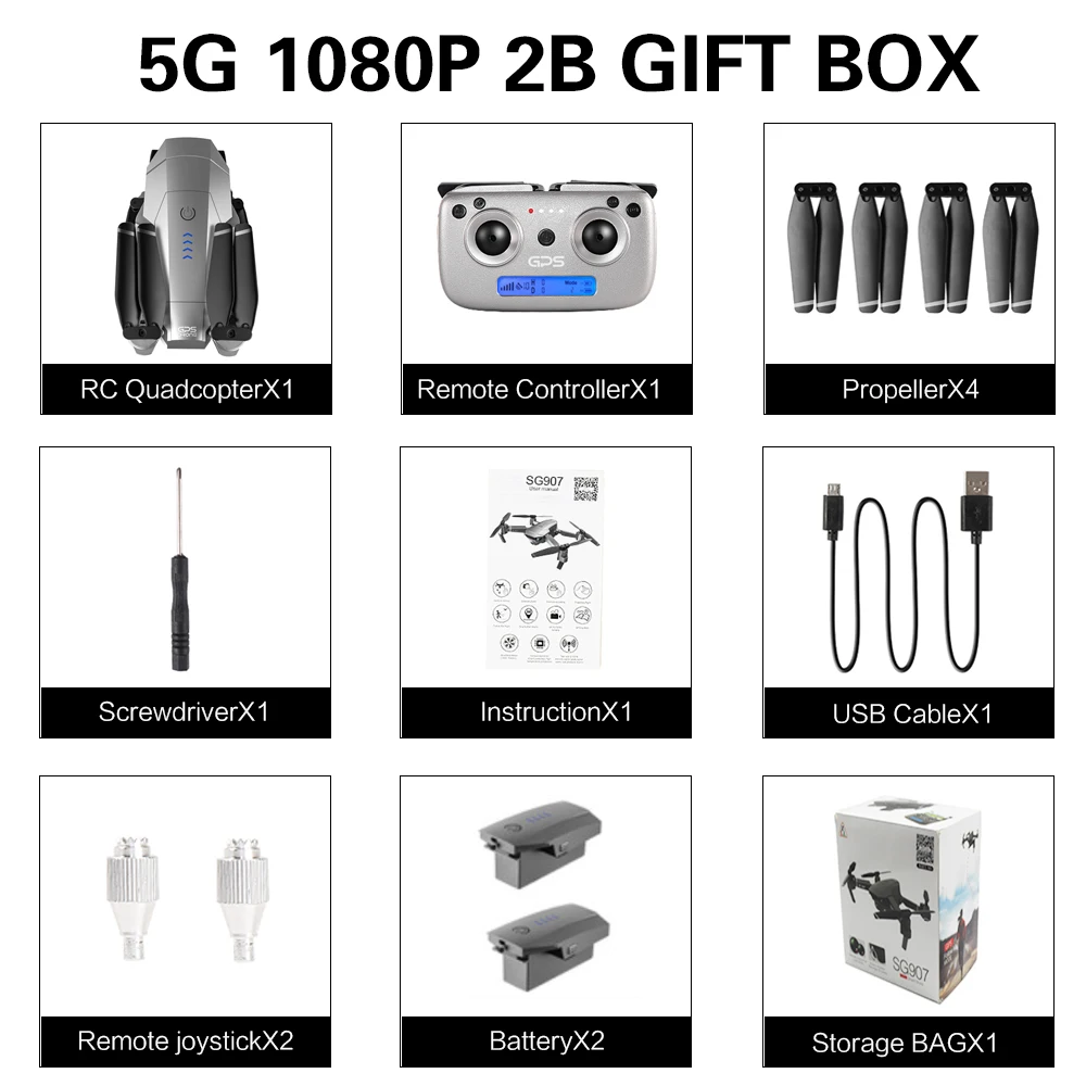 5G 1080P 2B gift box SG907 gps Дрон с 4K HD двойной камерой Широкий угол анти-встряхивание Wi-Fi FPV RC Квадрокоптер складной дроны Профессиональный gps Следуйте за мной - Цвет: 5G 1080P 2B gift box