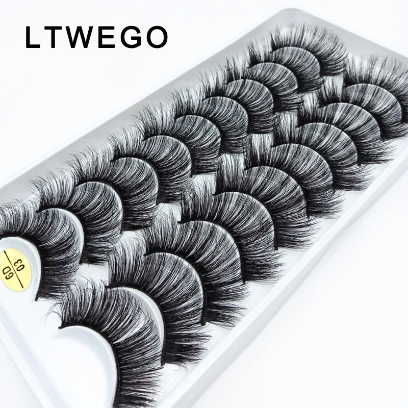 LTWEGO 10 пар пушистые тонкие накладные ресницы для наращивания ручной работы