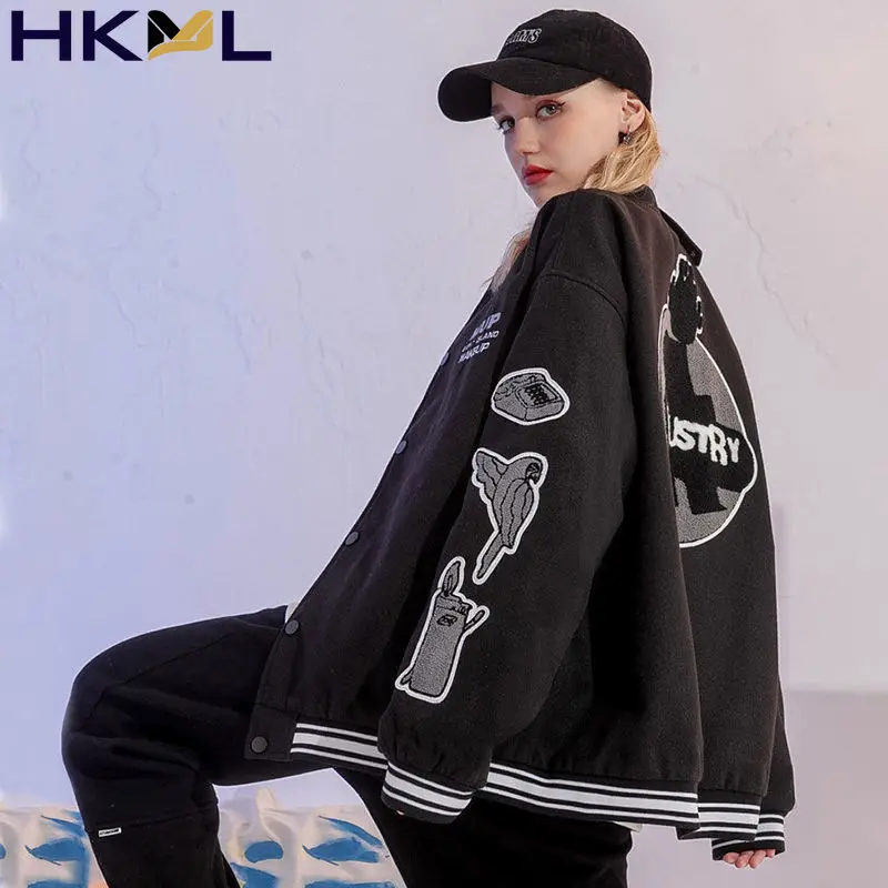 

2021 Oversized Jacket New Bomber Jacket Women Korean Loose Jacket Streetwear Casual Embroidery Baseball Uniform Top