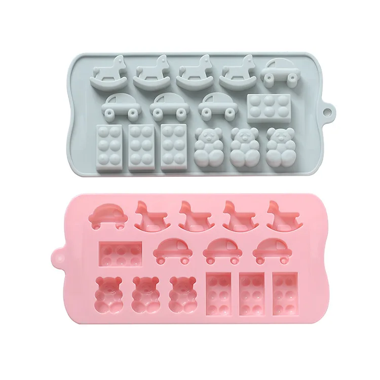 

15 even bear Rocking horse Car Chocolate Silicone Mould Handmade DIY cookie mold High temperature resistance silicone mold