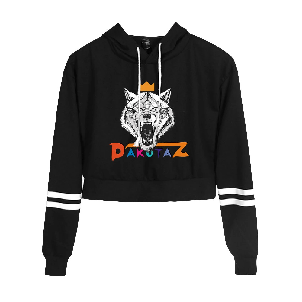 

dakotaz Cropped Hoodies Women Long Sleeve Hooded Sweatshirt Female Fashion Casual Crop Top