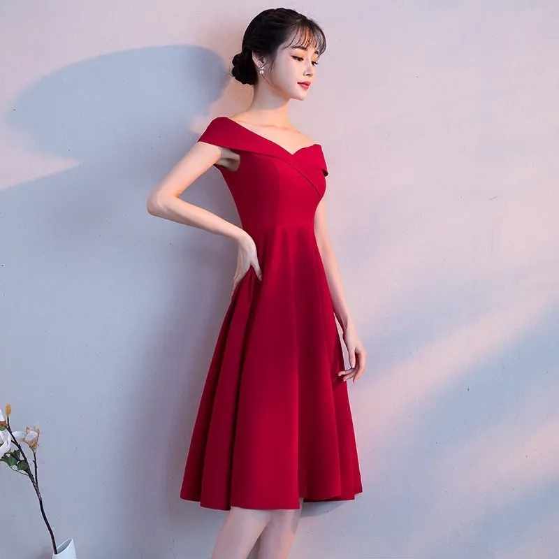 Vestido коктейльное платье с высокой талией тост для невесты кодовый блок свадьбы