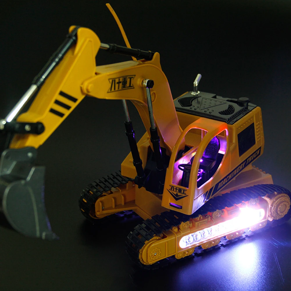 5-Channel LED Flashing Light RC Remote Control Excavator Kids Toy Collection Kids Robot RC Car Toys for Gifts rc toys