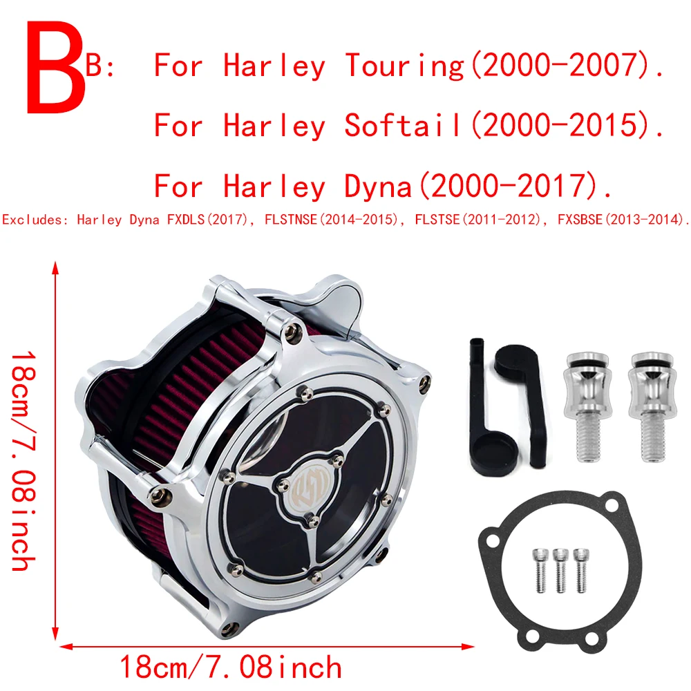 

Впускной фильтр воздухоочистителя RSD Clarity, хромированный для Harley Sportster Iron 883 1200 Dyna Softail FXSTC Fat Bob Touring FLHT FLHTC
