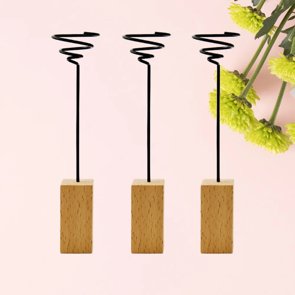 

3pcs Iron Air Plant Stand Container Tillandsia Holder Tabletop Plant Pot Display Rack Vase with Wooden Base