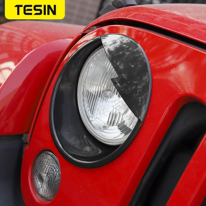 Капоты TESIN для фар Jeep Wrangler JK 2007 + декоративные наклейки на переднюю фару