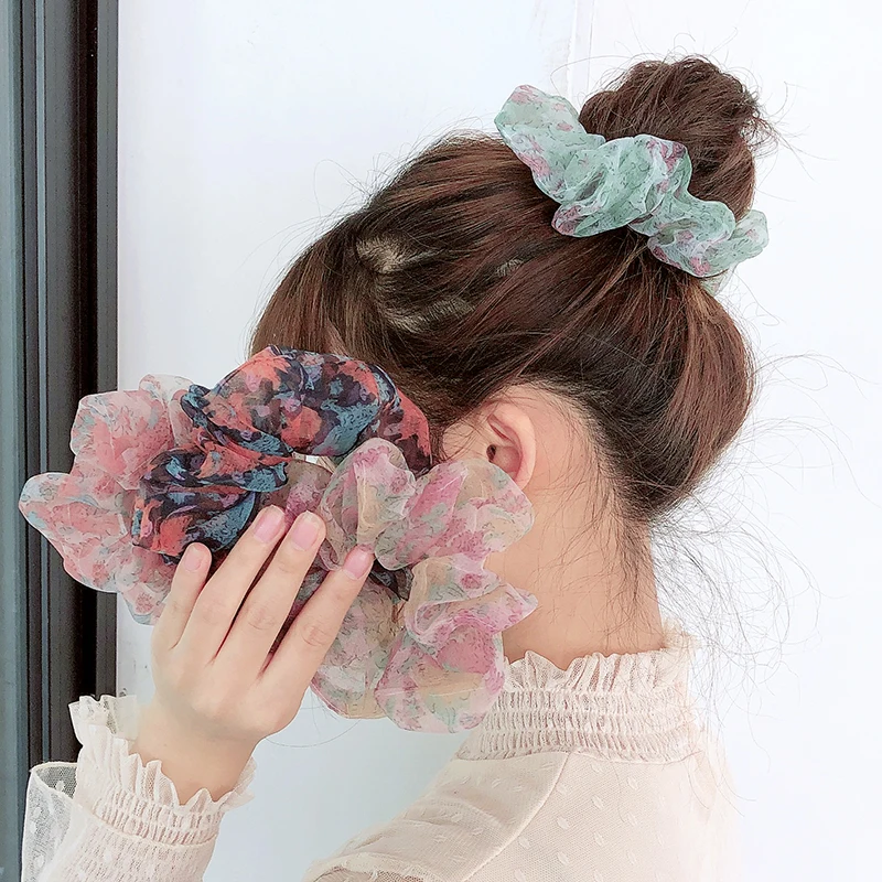 Женская резинка для волос с цветочным принтом 4 5 дюйма| |