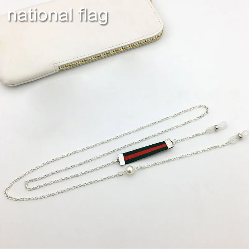 national flag Винтажные цепочки для солнцезащитных очков, женские и мужские жемчужные цепочки для очков из нержавеющей стали, ремешок на шею, цепочка для очков с бусинами для чтения - Цвет: national flag