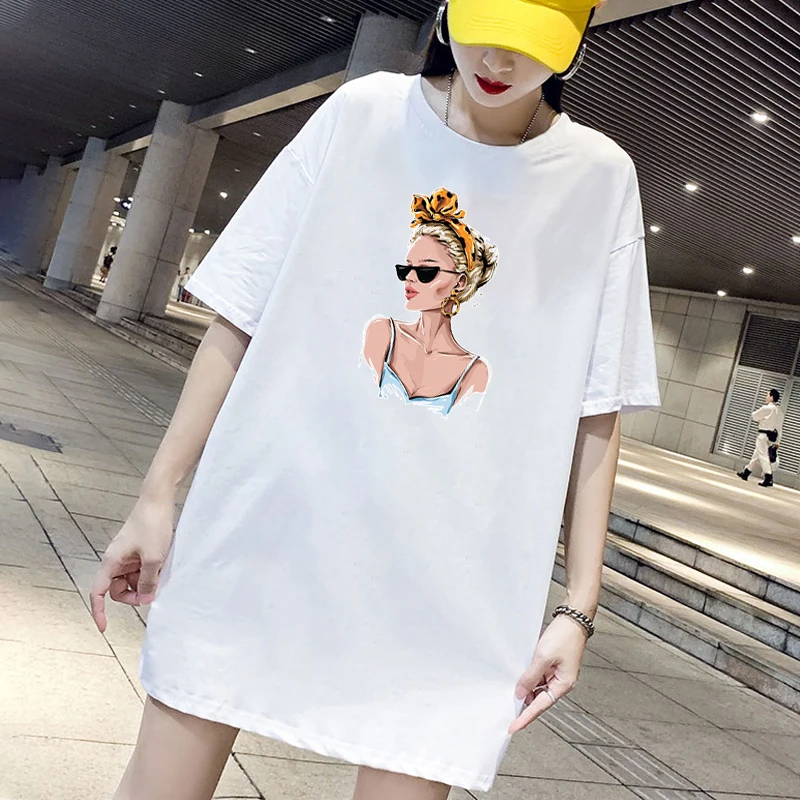 

Dress Trendy girl Women Loose Summer T-Shirt Dresses Korean Short Sleeve Streetwear Casual Pullover Robes 2021