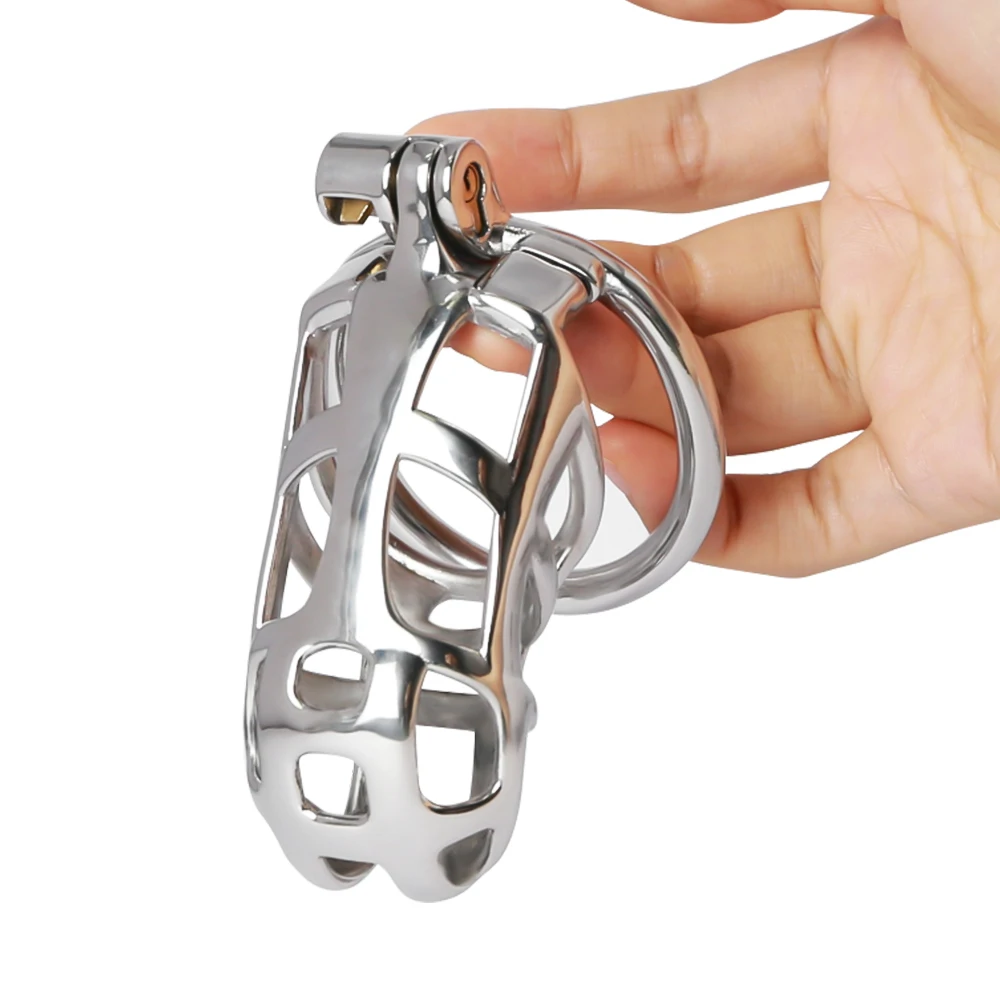 

NEW Stainless Steel MAMBA Cock Cage Male Chastity Device Hand-polished Penis Ring Cock Ring Cobra Cages Trainer Belt Sex Toys
