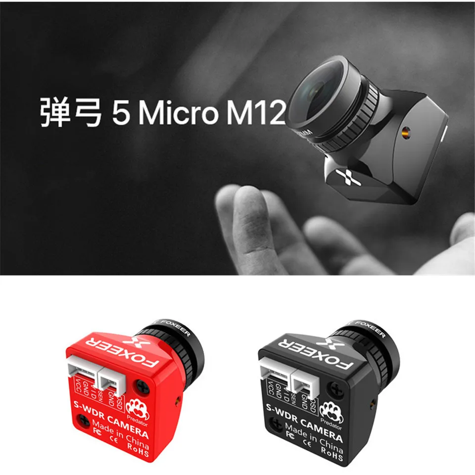 

Foxeer Predator V5 микро полный корпус M12 1000TVL FPV камера OSD 16:9 4:3 PAL NTSC переключаемый 1,7 мм объектив 4 мс WDR гоночный Дрон