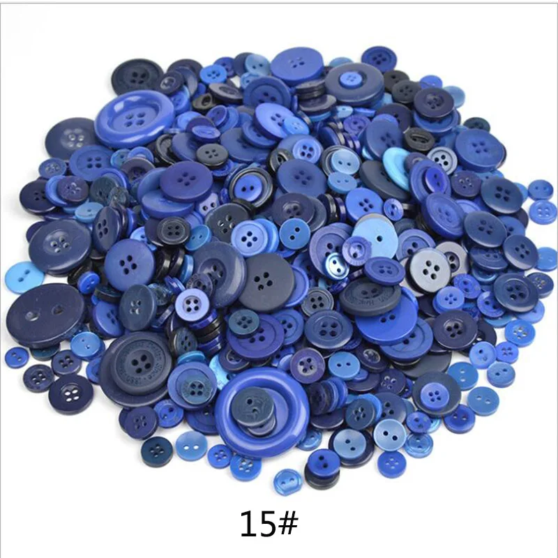 15 dark blue 600 шт./лот L/M/S Смешанная загрузка смолы кнопка швейные пуговицы ремесла для DIY скрапбукинга детская одежда пуговицы - Цвет: 15 dark blue