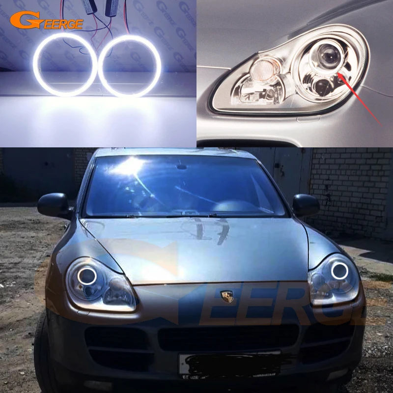 

For Porsche Cayenne 955 9PA 2002-2006 xenon headlight Excellent Ultra bright COB led angel eyes kit halo rings