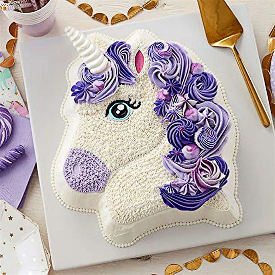

Unicorn Silicone Cake Pan Mousse Cake Moulds Baking Pan Non-stick silicone Biscuit Dessert Cheese Baking Mold