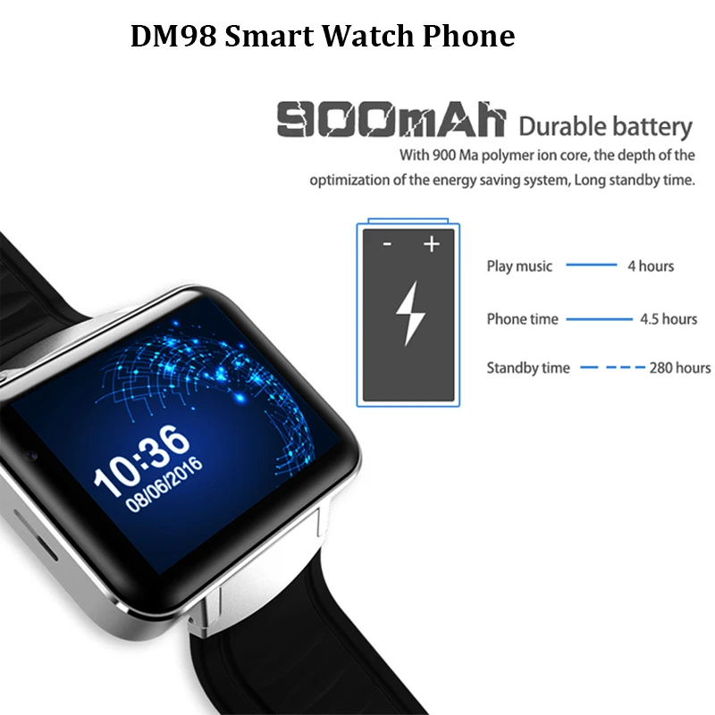 DM98 2,2 дюймов HD большой сенсорный экран умные часы 3g вызов gps навигация wifi Bluetooth Синхронизация видео звонок чат многофункциональные часы