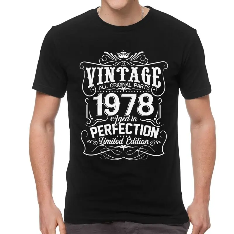 

Male Vintage 1978 Aged In Perfection Limited Edition T-Shirt Streetwear 43nd Birthday Tshirt Short Sleeve T Shirt Cotton Tee Top