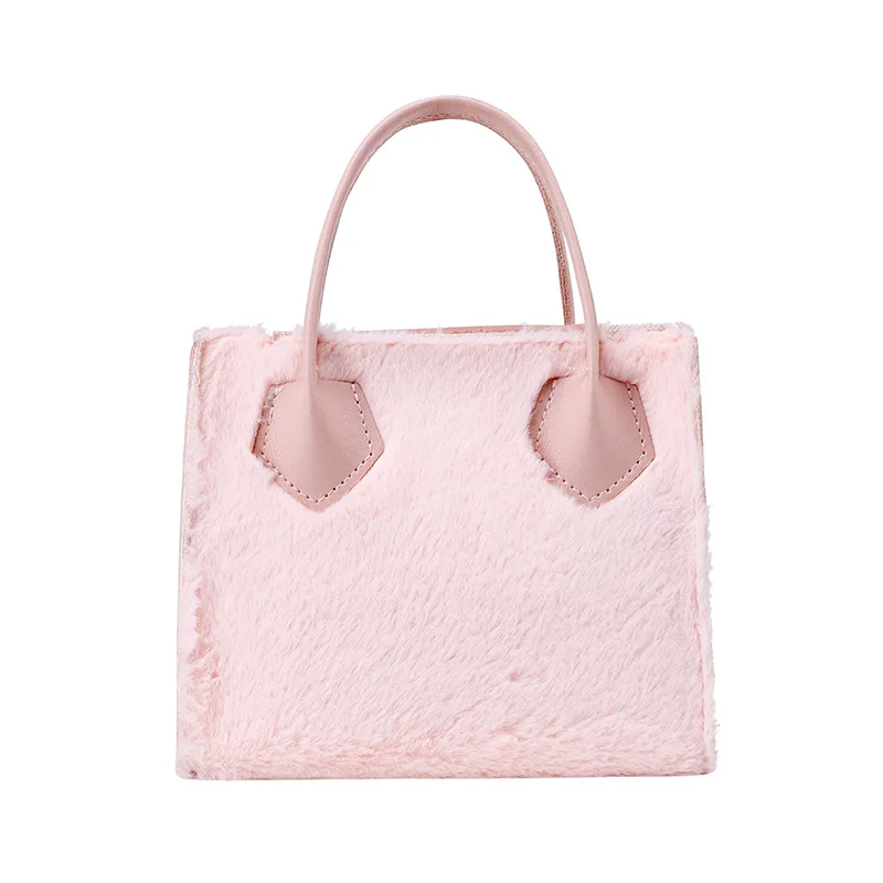 

New Sac Style One-shoulder Messenger Hand Bag Autumn and Winter Furry Bag Fashion Mini Small Square Bag Lipstick Bag Coin Bag