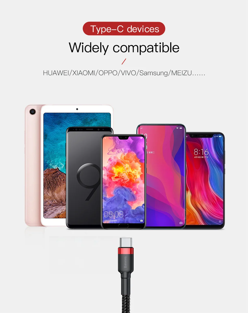 Baseus usb type c кабель короткие 3A Быстрая зарядка данных для samsung s8 s9 huawei xiaomi note 7 зарядный кабель Android 0,5 m 1m 2m 3m