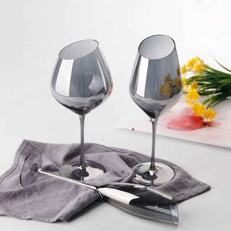 

European Plating Grey Red Wine Glass Crystal Glassware Goblet Wedding Champagne Cocktail Cup Decanter Party Drinkware