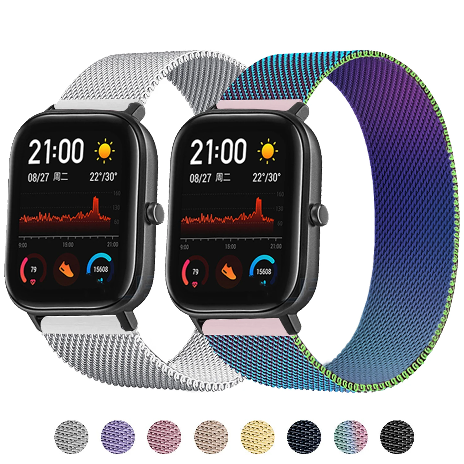 Ремешок Миланская петля для Xiaomi Amazfit gts 2 mini Bip // Gtr/47 мм/42 мм 20 22 браслет часов Samsung