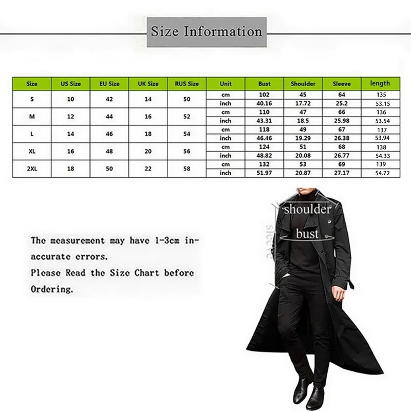 

2021 Mens Fashion Trench Coats Autumn Men Long Jackets Coats Men Casual Solid Silm Fit Windbreakers Winter Warm Plus Size Coats