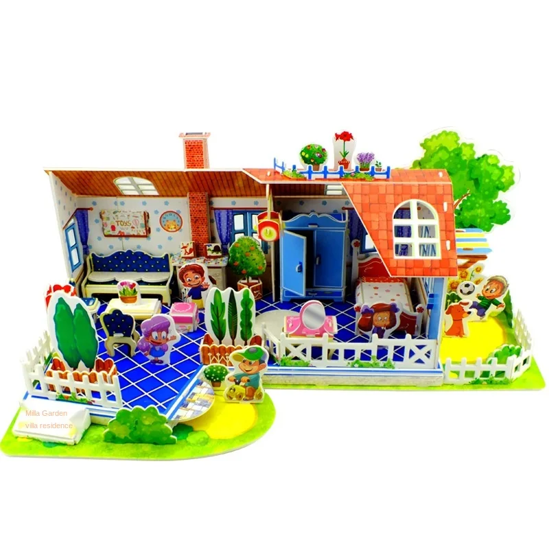 

Children's 3D Puzzles, Educational Toys Manually Insert Blocks, Cartoon Three-dimensional Castle Model Toy Gifts P319