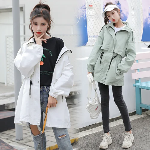 Новинка 2019 весна осень модные женские ветровки с длинным рукавом Свободные