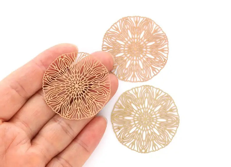 

Raw Brass Circular Shaped Earring Charms - Hallow Out Earring Charms -6Pcs/Lot- 39.3x39.3x0.3mm- JJB3487