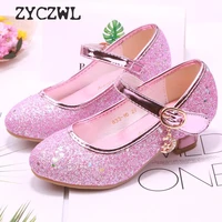 children princess shoes student dance shoes for girls high heel sandals dress purple kids leather glitter crystal shoes banquet