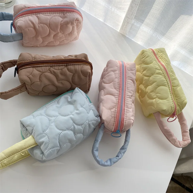 

Portable Women Cosmetic Bag Quilted Travel Toiletry Storage Organizer Handbag Female Makeup Case Candy Color Pouch Bags