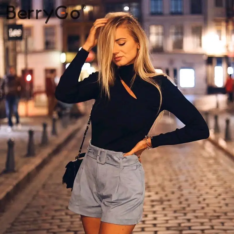 Женский вязаный пуловер BerryGo шикарный праздничный джемпер с длинным рукавом и