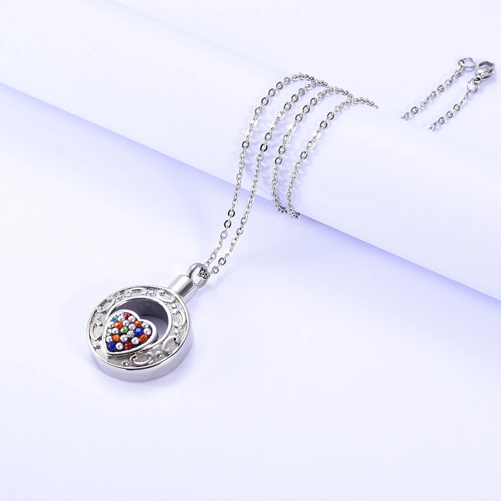 

Rainbow Pendant Ashes Urn Keepsake Memorial Necklace Stainless Steel Pendant Cremation Souvenir for Jewelry