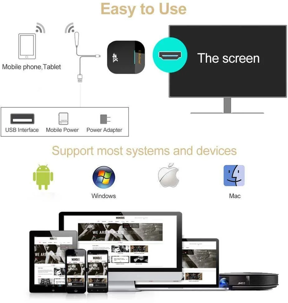 

Mirascreen G5 2.4G 5G 4K Wireless HDMI-compatible Dongle TV Stick Wifi Dongle Mirror Screen Miracast Airplay Receiver