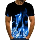 Мужская летняя футболка, новинка, футболка с 3D-принтом пламени, Мужской Топ, Дымчатая рубашка, модная женская одежда с коротким рукавом, 6XL