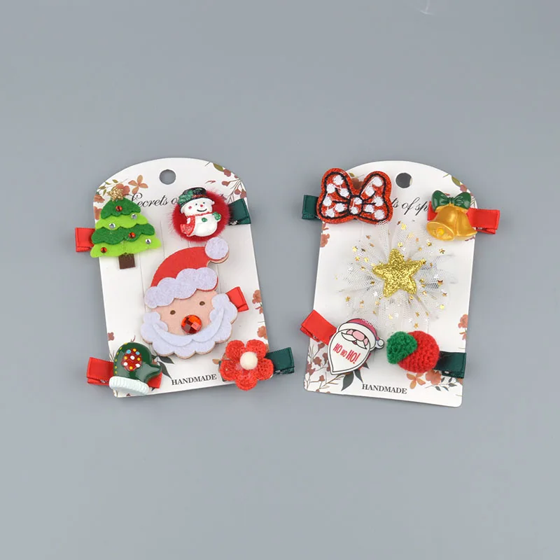 5 pieces / Set Girls cartoon christmas gift hair ornament set hairpin hair ornament hair ornament hair hoop children hairpin Hea