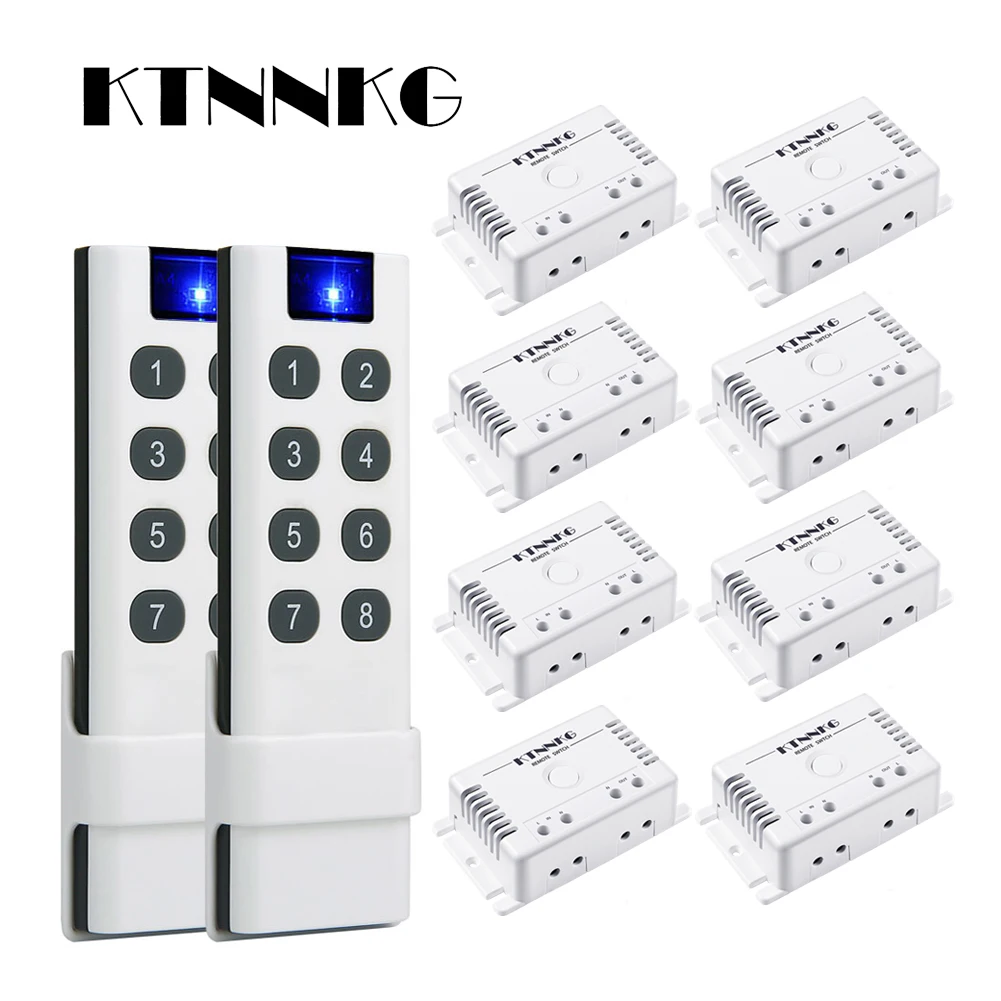 Релейный приемник KTNNKG, 433 МГц, 220 В переменного тока, 110 В, 2/4/6/8/10 каналов, включается и выключается по умолчанию с помощью настенного пульта дистанционного управления «сделай сам»