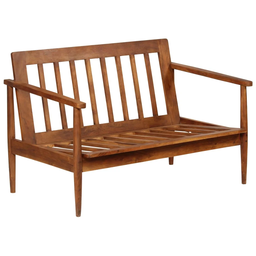 VidaXL sofa de 2 plazas cuero autentico con madera acacia marrón |